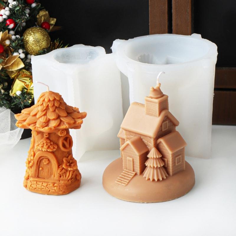 Flexible Silicone Mold Nordic House Shaped Candle Molds Scented Aromatherapy Making Mould Handmade Ornament Mould