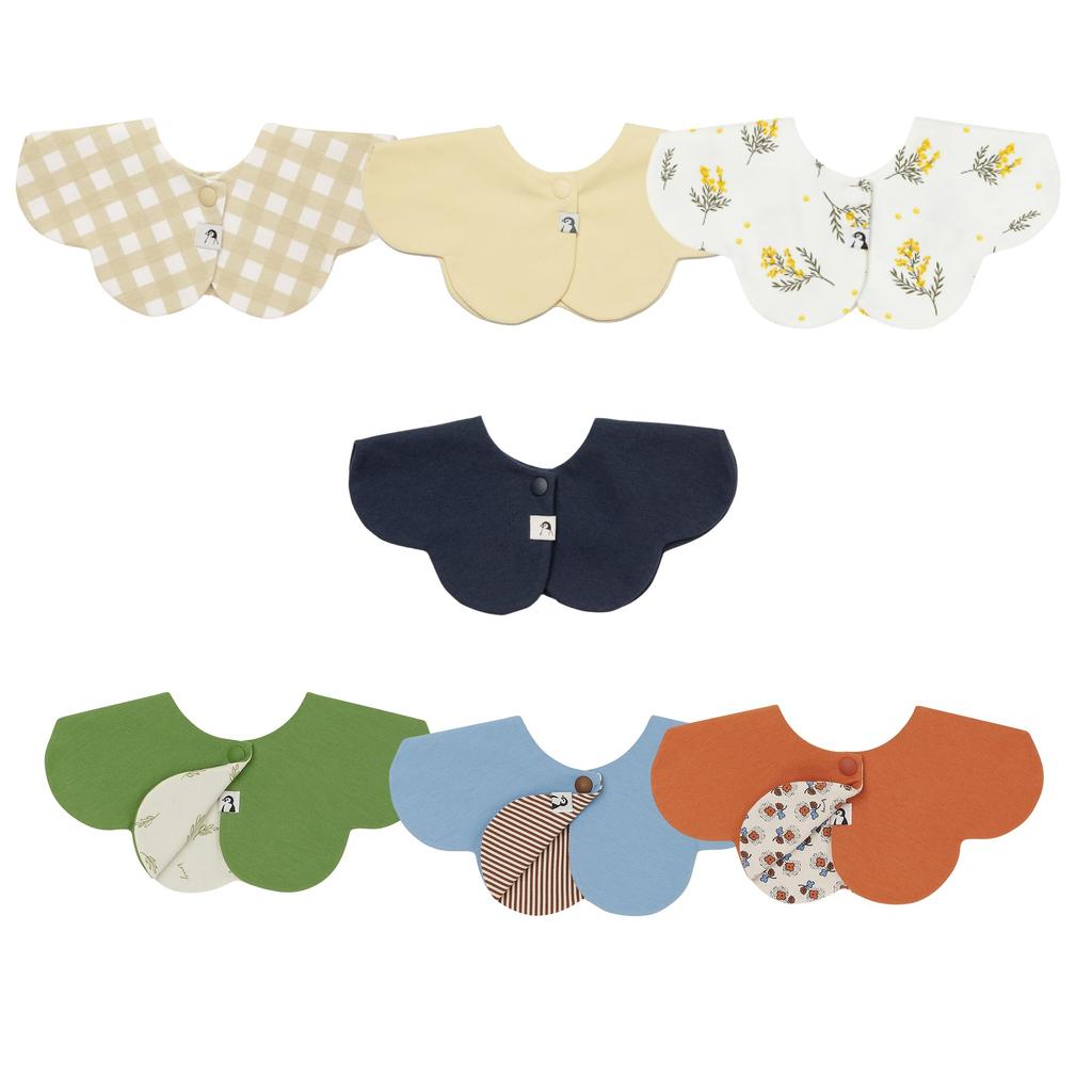 Konny Mix Bib Set Baby Bib Rolling Bib Absorbent and Simple for Girls and Boys Baby Coordination Baby Shower Gift Stylish Present Set Butter Forest