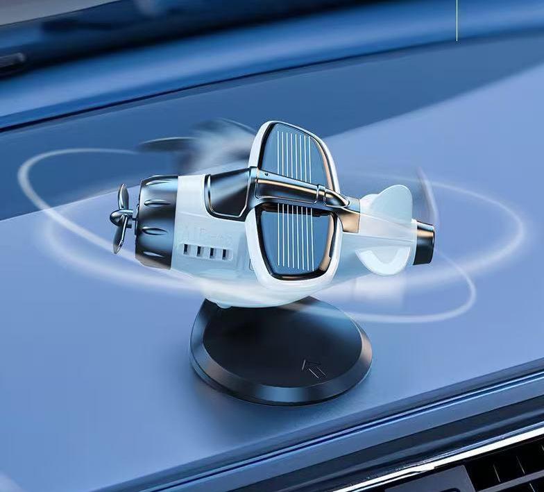 Car-mounted Solar-powered Car Ornament, Rotating Airplane Creative Car Interior Accessory, Essential Car Decoration Ornament белый