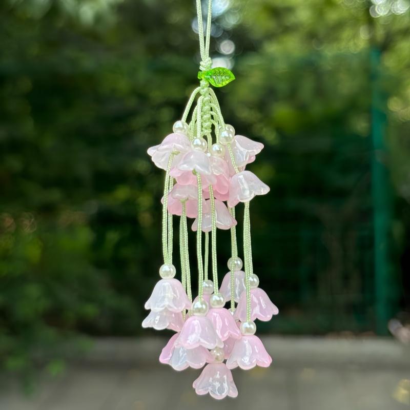 Exquisite Simulated Lily Of The Valley Pendant  Chinese Style Gradient Flower Keychain Car Ornaments For Women Bag Decoration
