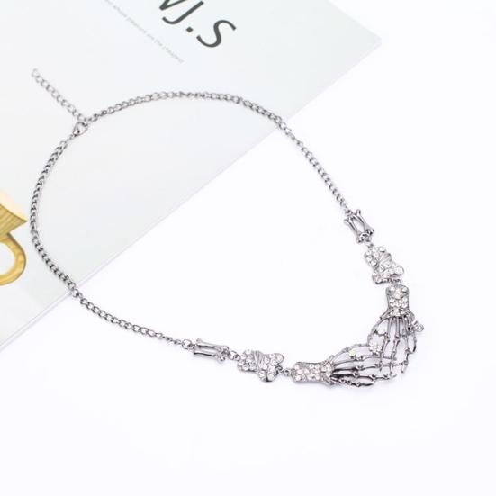 

Женское ожерелье Handbone со стразами, ювелирные изделия, винтажная блестящая цепочка на ключицу для Хэллоуина