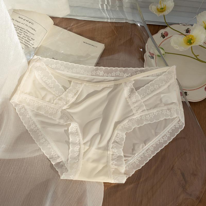 

Жіночі Весняно-літні Сексуальні Мереживні Безшовні Крижаний Шовк Дихаючі Антибактеріальна Ластовиця Талія Трусики-трикутники XL