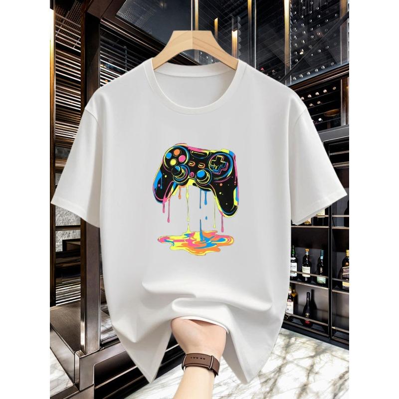 European sizes Men'S Round Neck Trendy Minimalist Creative Popular Game Console Fashion Design Pattern Casual Wear Quick-Dry T-Shirt