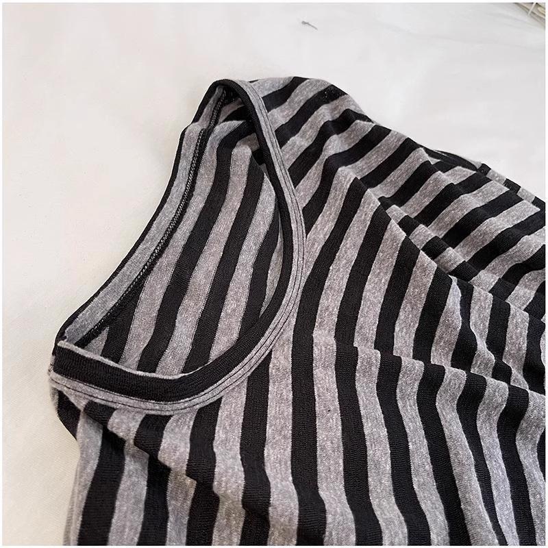 American lazy style loose casual black striped long-sleeved T-shirt 2026 new Korean version fashion versatile top women
