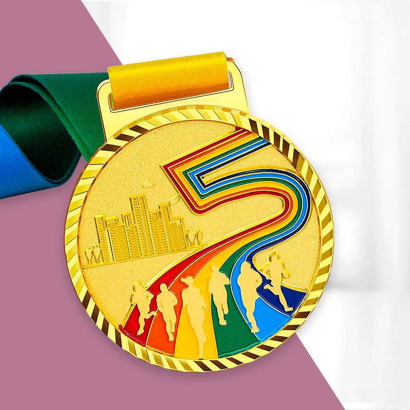 Running Runner Gold Medals Trophy Award With Neck Ribbons Express Medal Various Souvenir School Sports Prize Gift Custom Made