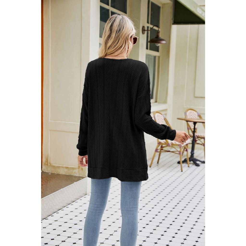 GMXIA Høst Strikkejakke Dame Høst Langermet Ensfarget Cardigan Genser Dame