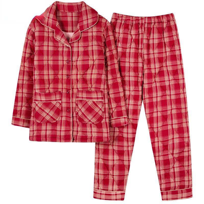 Нові жіночі піжами осінь-зима Теплий одяг з бавовняною підкладкою Тришаровий бавовняний одяг для сну Великий розмір Домашній одяг