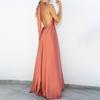 Off Shoulder Backless Neck Straps Solid Color A-Line Beach Dress Elegant Casual
