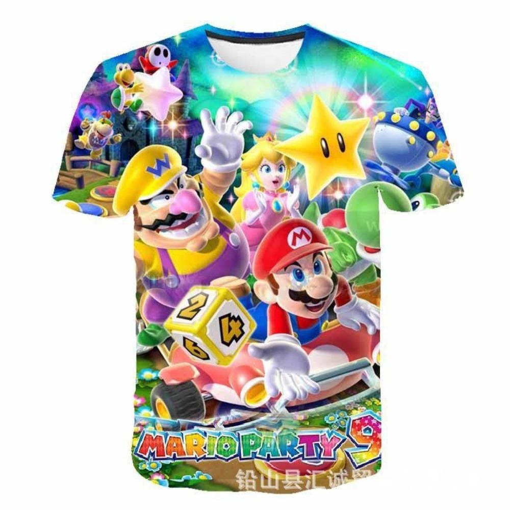 New Mario Short-sleeved 3D Printed Parent-child T-shirt Anime Cartoon Short-sleeved Round Neck Summer Children's Clothing