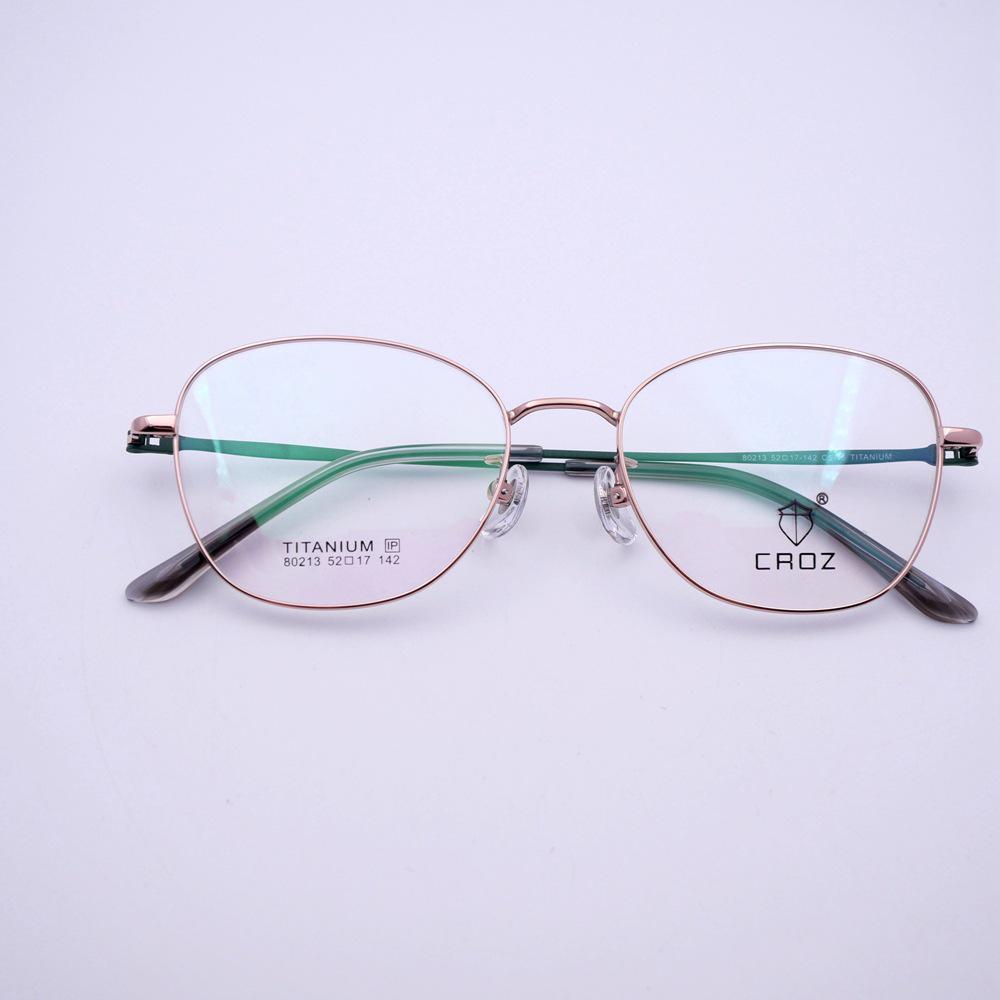 

Ladies Pure Titanium Eyeglass Frame with Flexible Temples and Exquisite Design, Compatible with Myopia Lenses (Model 80213) Transparent