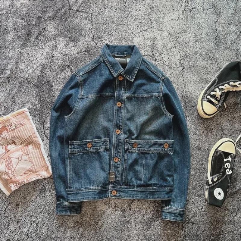 

Мотоциклетная куртка из денима Heavy Duty M65 - в американском ретро-стиле с большими карманами M темно-синий