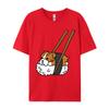 Funny Sushi English Bulldog Tshirt Vintage Tshirt Oversized Cool Tops Tees Cotton T Shirt for Students Crazy