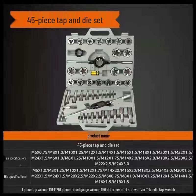Yunduo 45-Piece Metric Tap and Die Set (6-24mm)