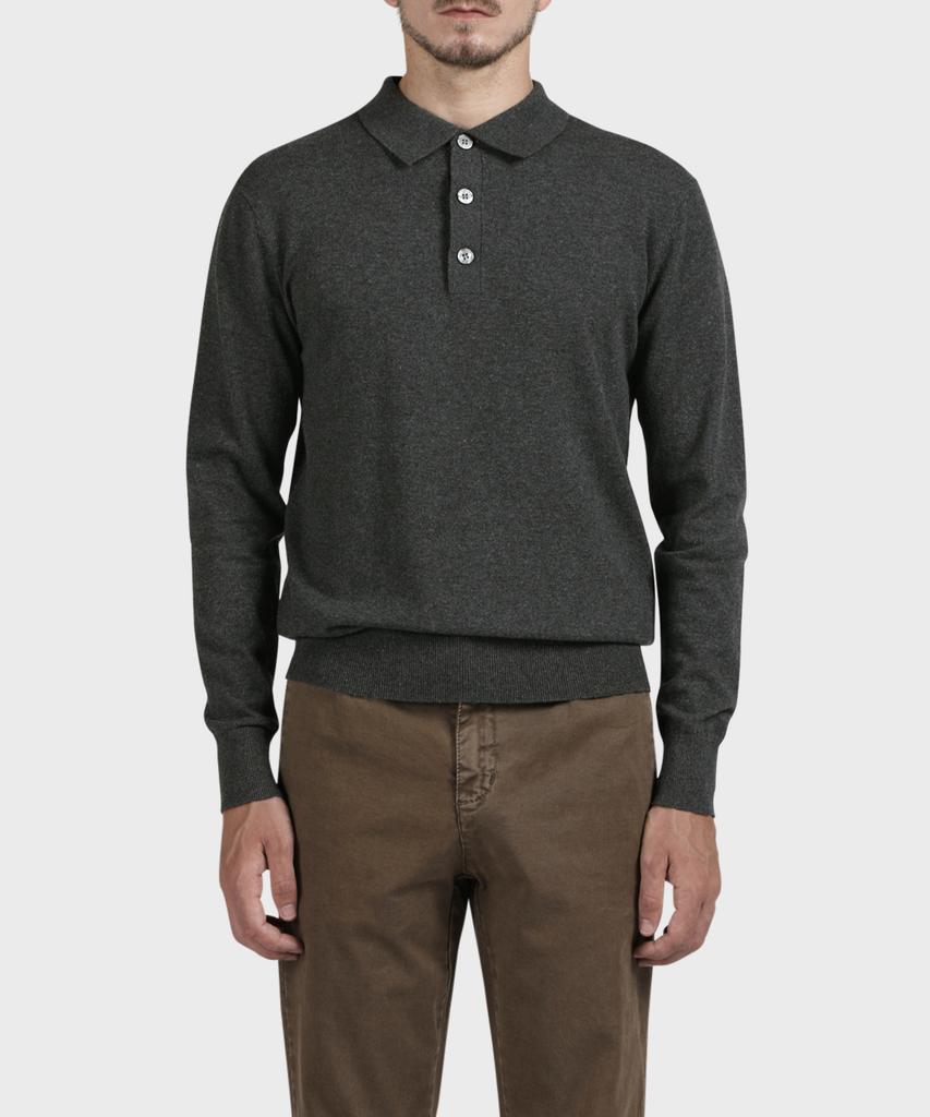 PANICALE Dark Gray Cotton Collared Knit