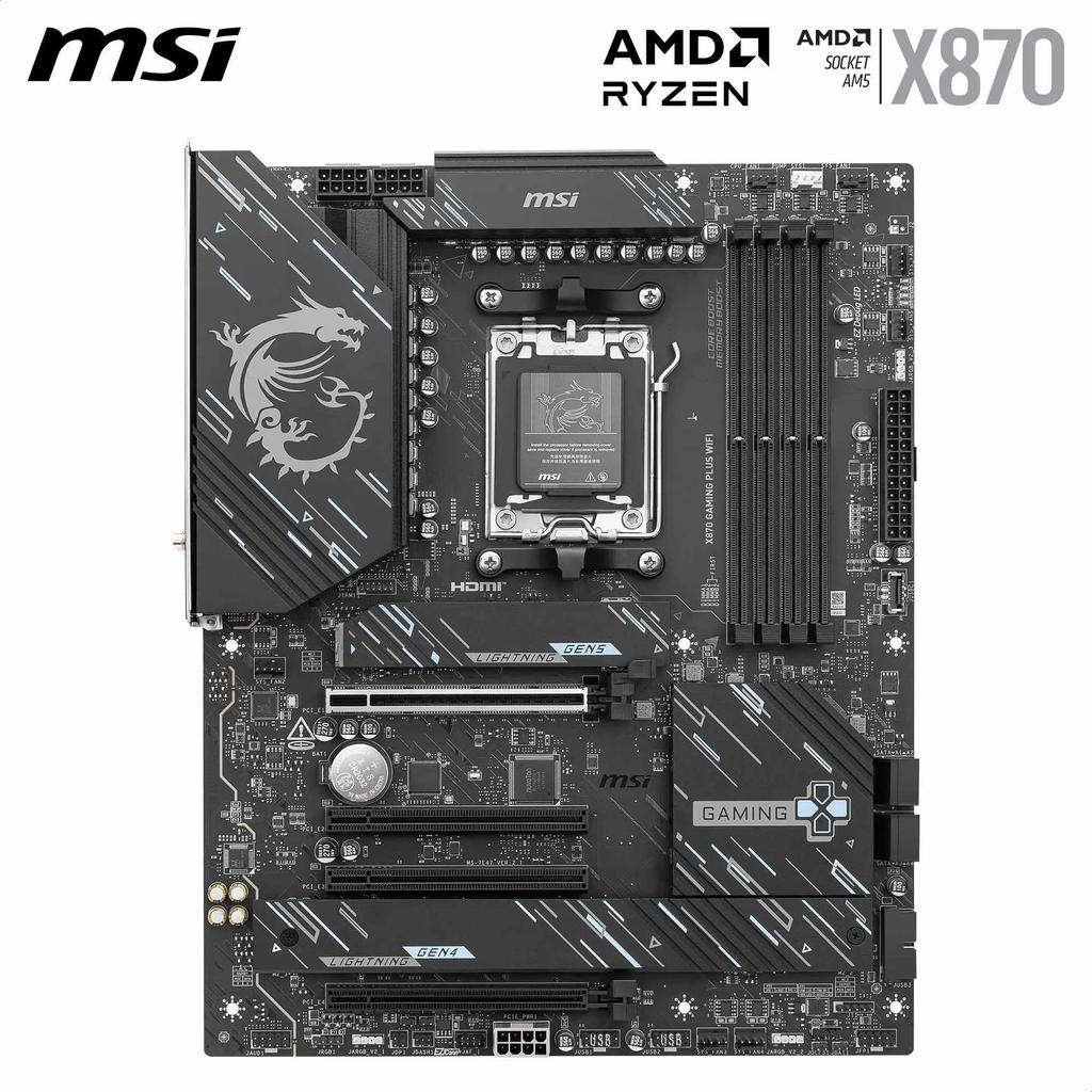 MSI X870 GAMING PLUS WIFI ATX Unterstützt AMD Ryzen SPS DDR5 Memory Boost PCIe x16 Motherboard, - 9000/8000/7000 Prozessoren, AM5-60A VRM, 8200+ MT/s