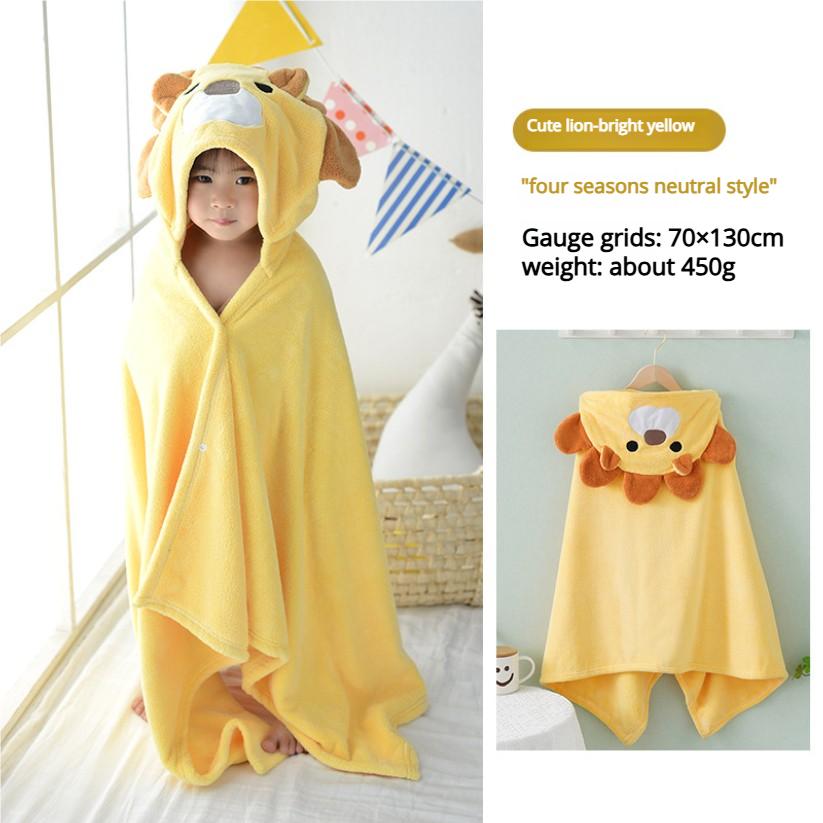 Coral Fleece Cartoon Children's Hooded Bath Towel Baby Shower Absorbent Cloak Baby Cute and Wearable Big Cloak