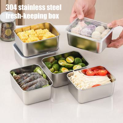 Edelstahl-Lunchbox mit Deckel, luftdichte quadratische Bento-Box für Meal Prep, Mittagessen, Kühlschrank, stapelbar, ofenfest, Lebensmittelaufbewahrungsbehälter