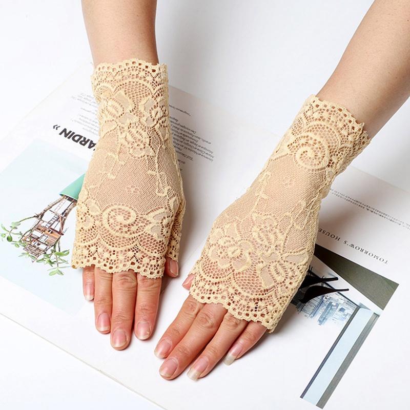 

Женские полупальцевые перчатки Женские кружевные перчатки с защитой от ультрафиолета Женские перчатки для вождения one size