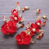 Vintage Silk Flower Hairpin For Girls Red Flower Pearl Hair Clip New Year Lucky Jewelry Hair Accessories Gift For Little Girls