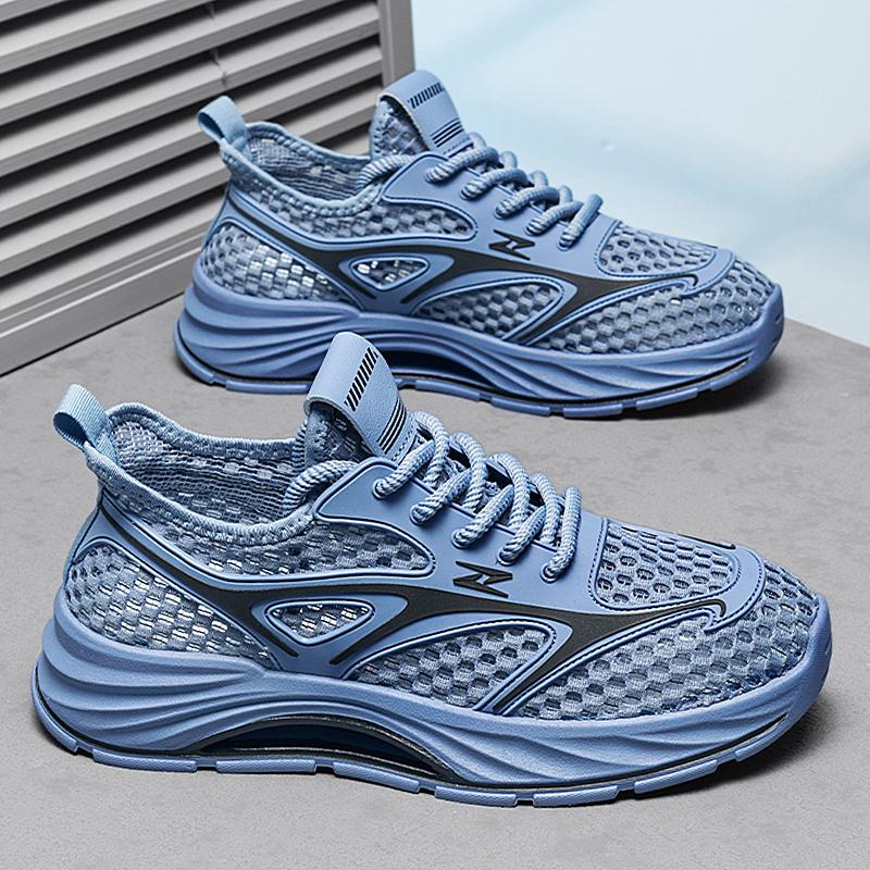 Men's Spring Summer New Lightweight Breathable Mesh Sports Shoes Casual Lazy Style PVC Outsole Non-Leather Leisure Running Shoes