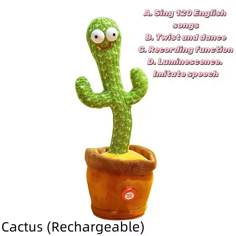 Dancing Cactus EducationToy Repeat Talking Songs Wriggle Plush Singing Toy Kids Baby Christmas Gifts Interactive Stuffed Plushie