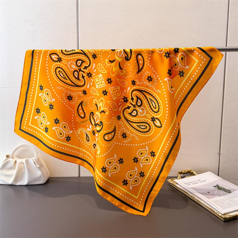 Vintage Paisley-Print Satin-Quadrat-Schal Weiches Leichtes Damen-Modeaccessoire für Haare Nacken Schal Eleganter Haarschal