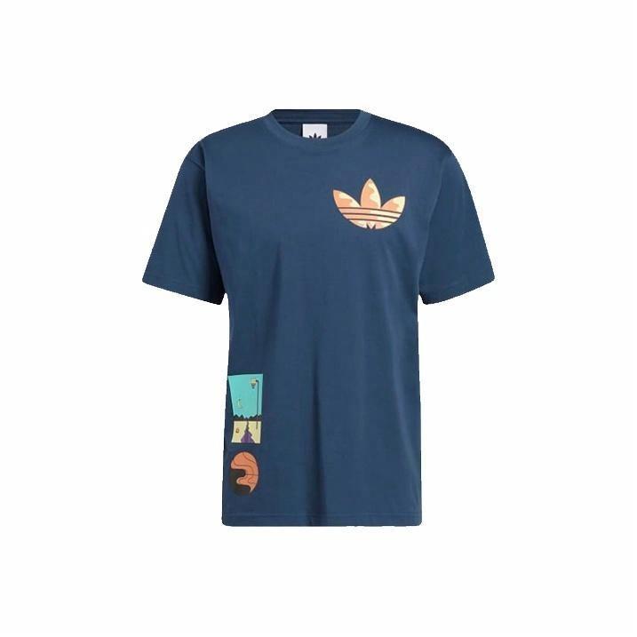adidas Tie-Dye Print Logo Crew Neck T-Shirt for Men, Navy Blue XS