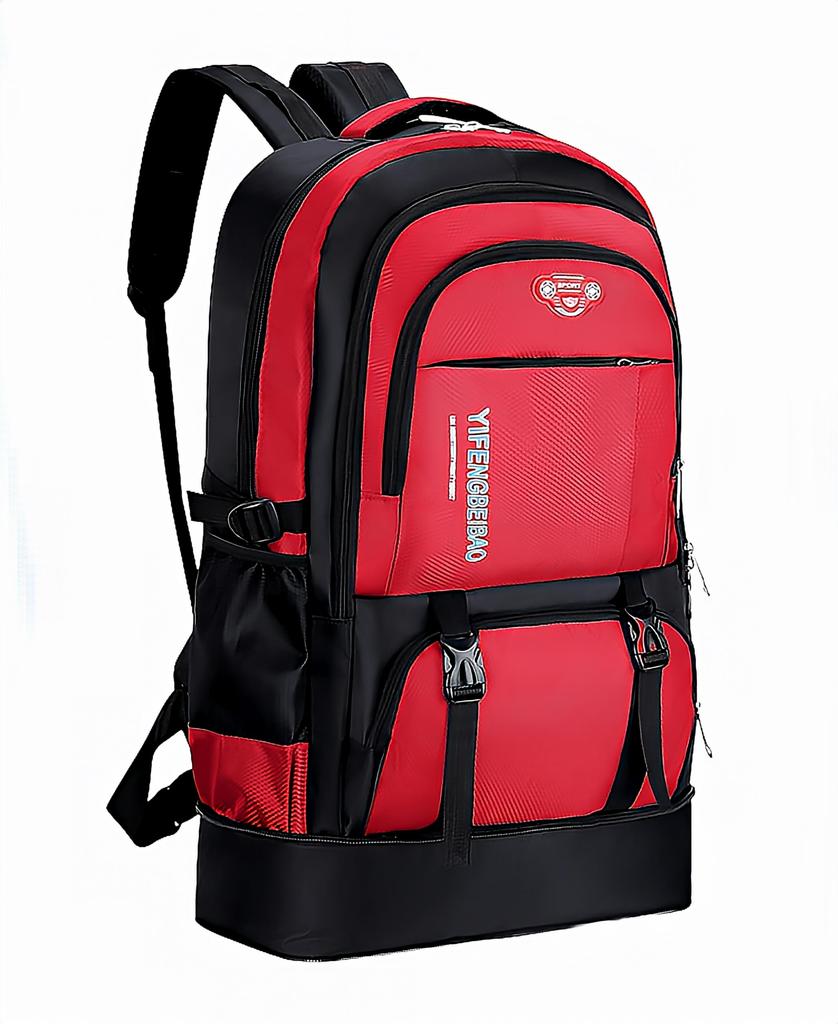 HSE Kanamaru Shoten Backpack with Multiple Large Capacity Perfect for and Outdoor Sports Pockets, (Approx. 65L), Hiking, Camping, (Red)