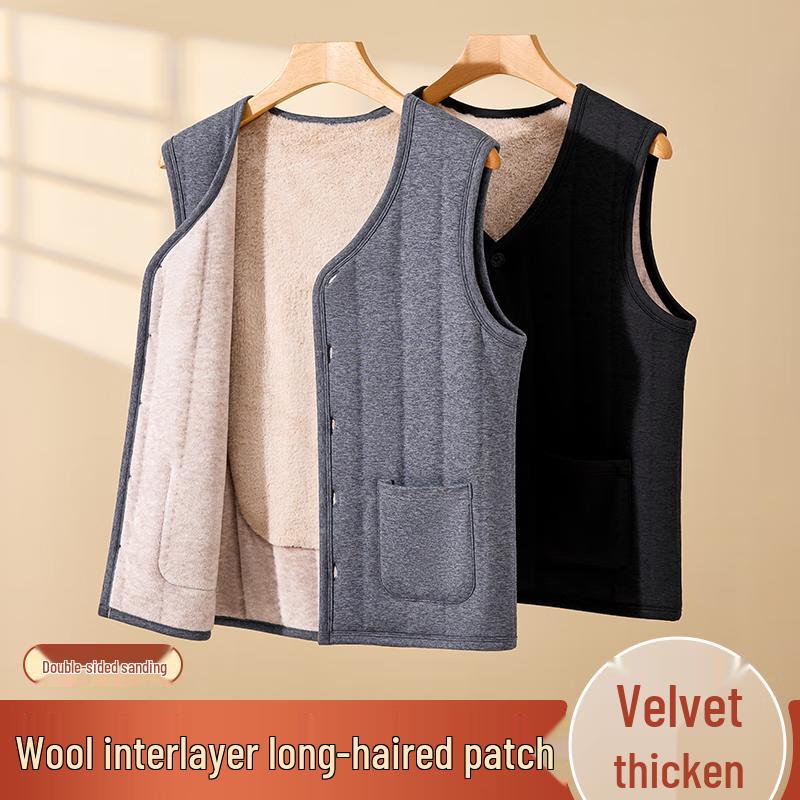 Yuzhaolin Men s Thermal Wool Blend Fleece-Lined Vest 2XL