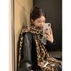New autumn and winter leopard print thickened warm fashion daily imitation cashmere fringed scarf scarf shawl