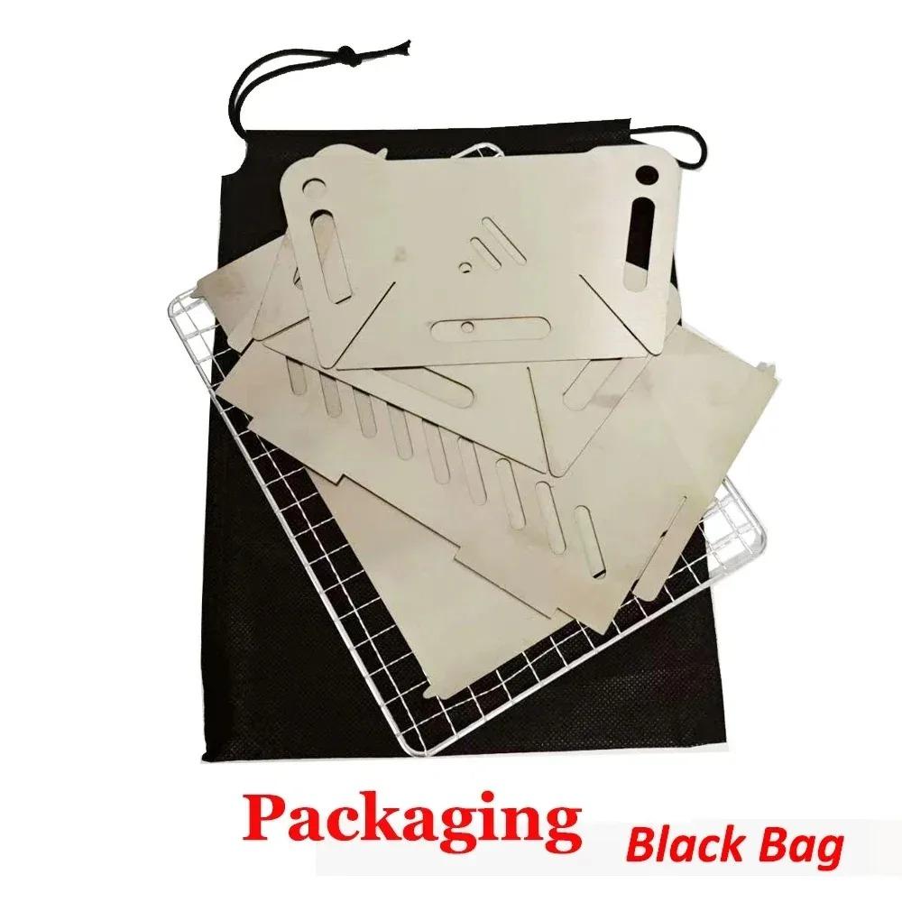 Outdoor Folding Barbecue Stove Stainless Steel Convenient Card Type Grills Firewood Stove Mini Barbecue Rack Household Stove Net