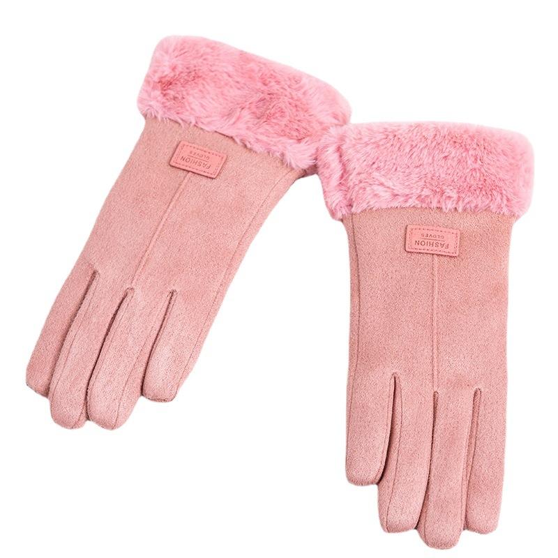 Outdoor Cycling Warm Adult Gloves for Men and Women Autumn and Winter Suede and Arctic Fleece Touch Screen Gloves