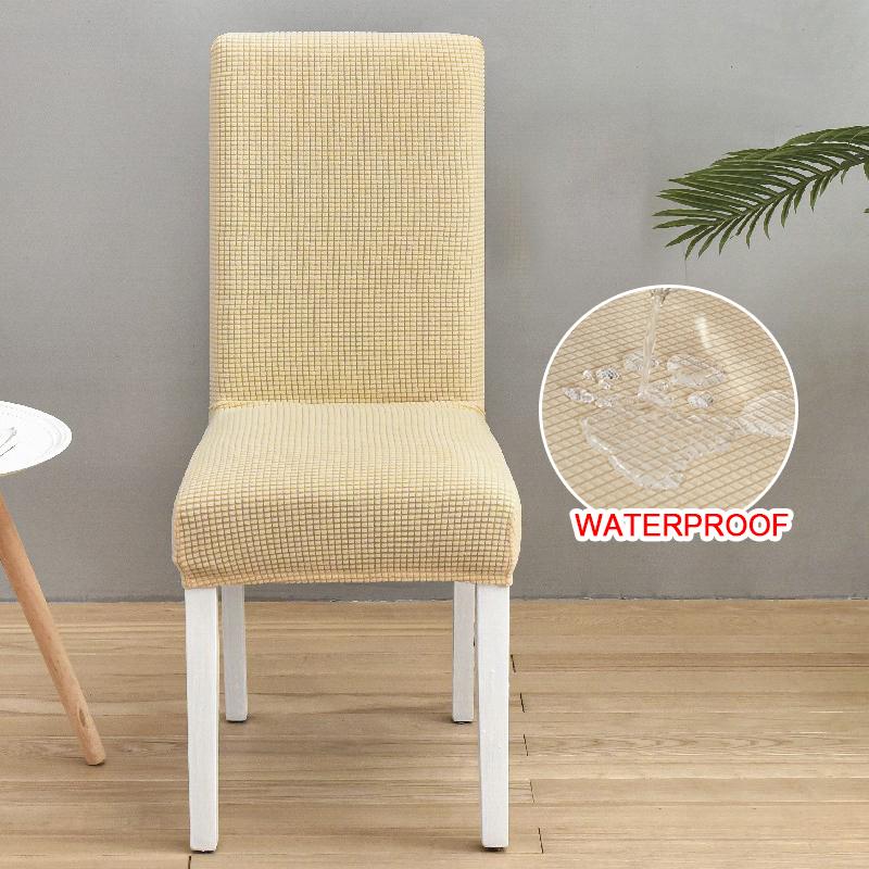 Waterproof Jacquard Chair Cover For Dining Room Thick Fabric Chair Slipcover Protector Washable Seat Cover For El Banquet 1Pc