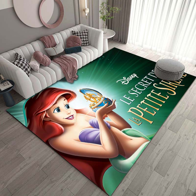 1PC Disney The Little Mermaid Print Carpet for Living Room Bedroom Kid's Room Home Decor Pink Room Decor Area Rug Non-slip Mat