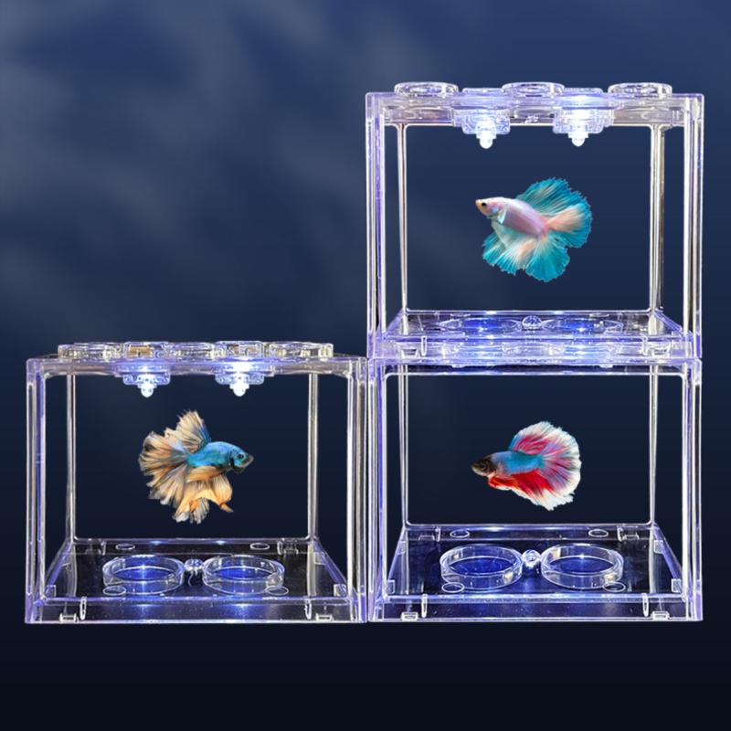 Mini Aquarium Acrylic Stackable Fish Tank Pet Box Transparent Reptile Breeding Container Home Decor Desktop Use