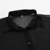 Black Mesh Turn-Down Collar Puff Sleeve Women's Shirt - 2025 New European & American Autumn Fashion