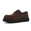 Business casual round head casual leather shoes men's lace-up heightened platform men's shoes low-top retro