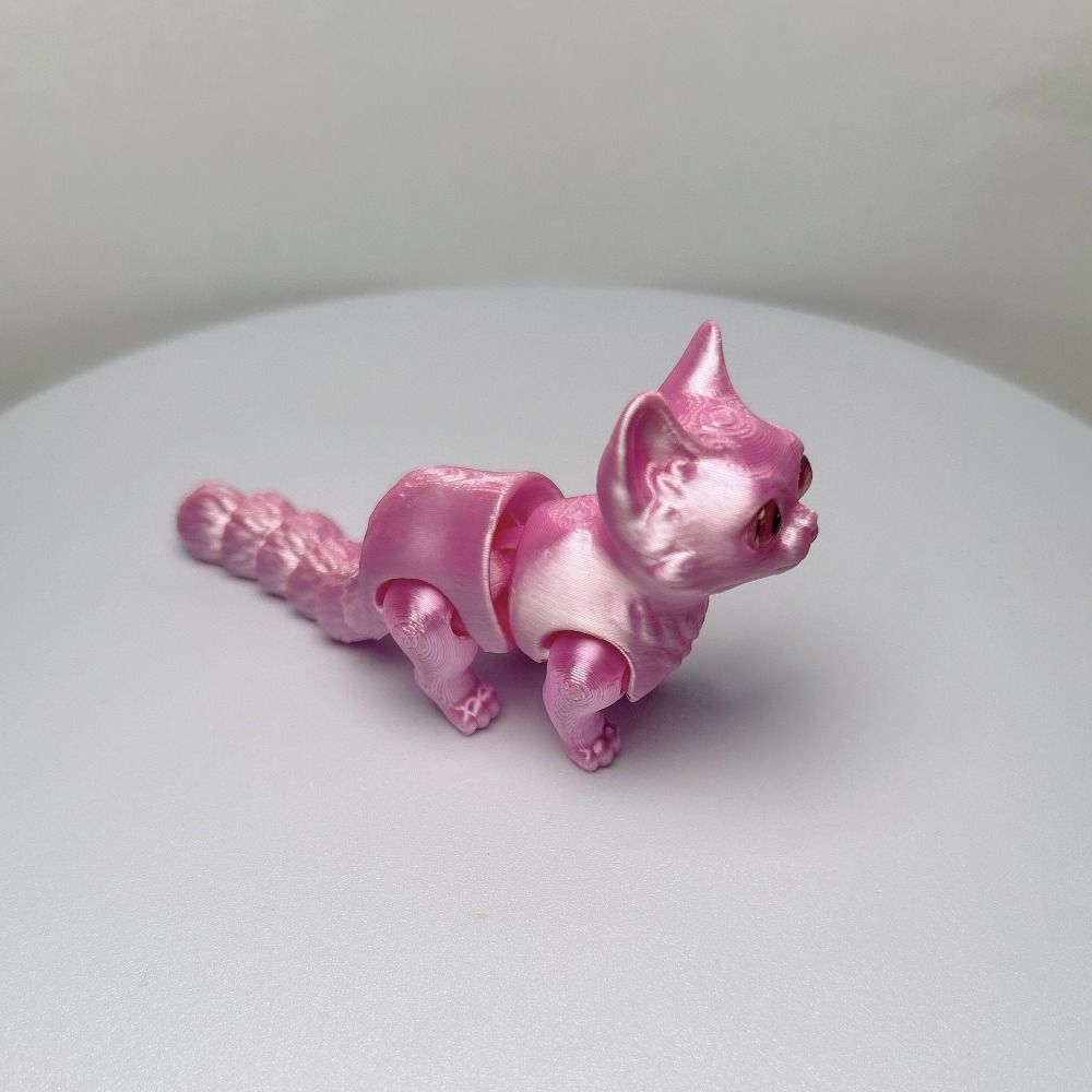 Plastic Material Articulated Cats Big Eyes 3D Printed Cat Figure  Room Decoration