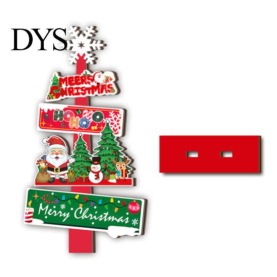 Christmas Party Favors 2D Wooden Tabletop Ornaments, Xmas Tree Santa Unique Holiday Ornaments Snowman Sign with Stand, Decorations Double Sided