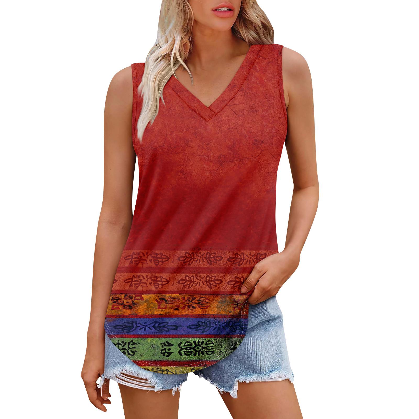 

Женская майка с V-образным вырезом и принтом, повседневная майка, свободный крой, топы без рукавов, струящиеся XXXL