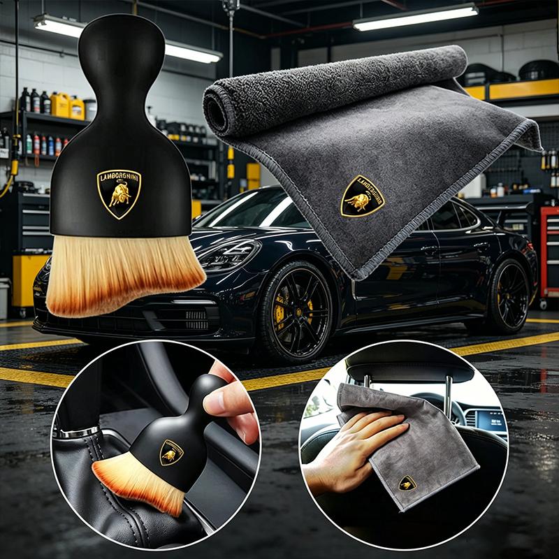 Auto Headrest For Lamborghini Urus Huracan Aventador Premium with Emblem Logo Cleaning Drying Cloth Car Wash Rags Cleaning Brush TT2