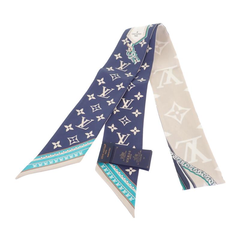 

LOUIS VUITTON M77778 scarf beige/Blue Marine silk Women