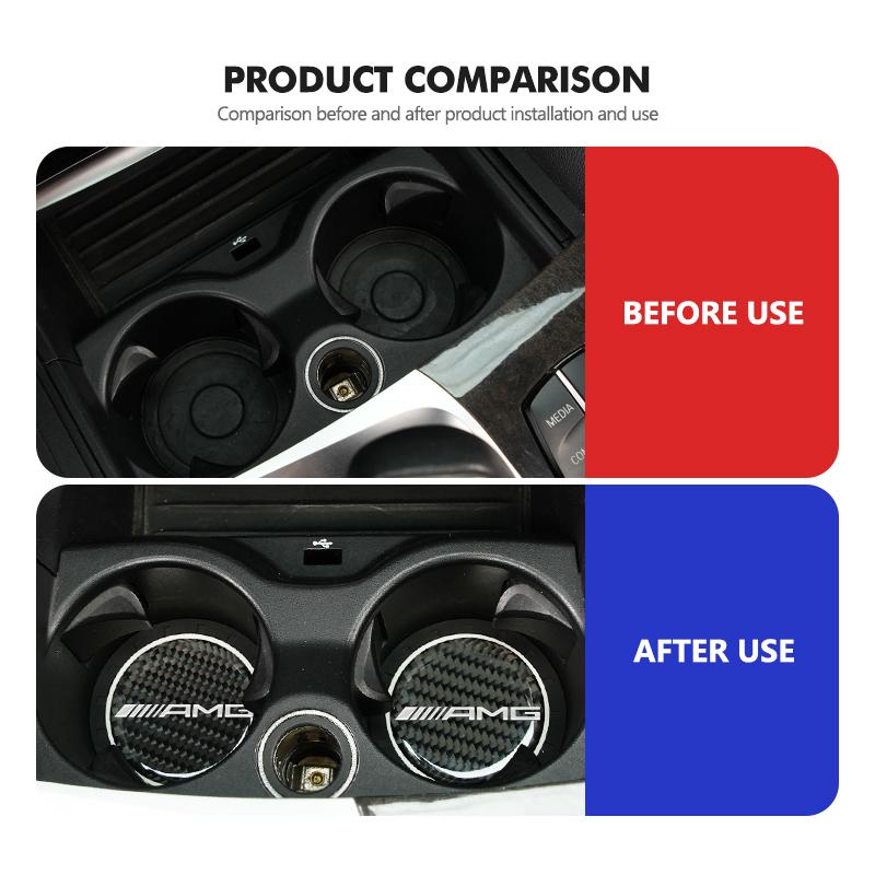 XDFMN1 Hot 2026 New For Benz Carbon Fiber Car Water Cup Non-slip Pad Accessories For Mercedes Benz AMG A B C E S G Class A180 CLK CLA G