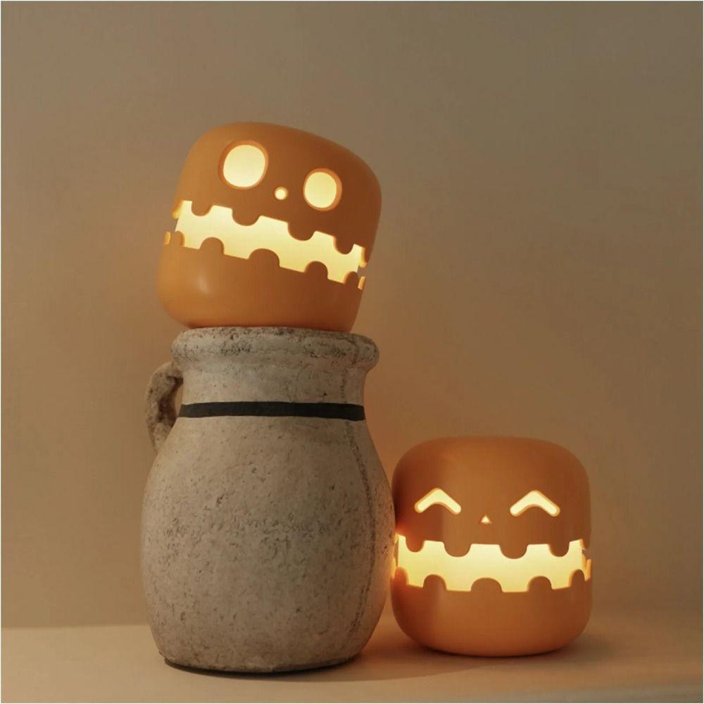 Push Type Pumpkin Night Light Auto-off Timer Mini Pumpkin LED Lantern Halloween Pumpkins Lamp  Desk
