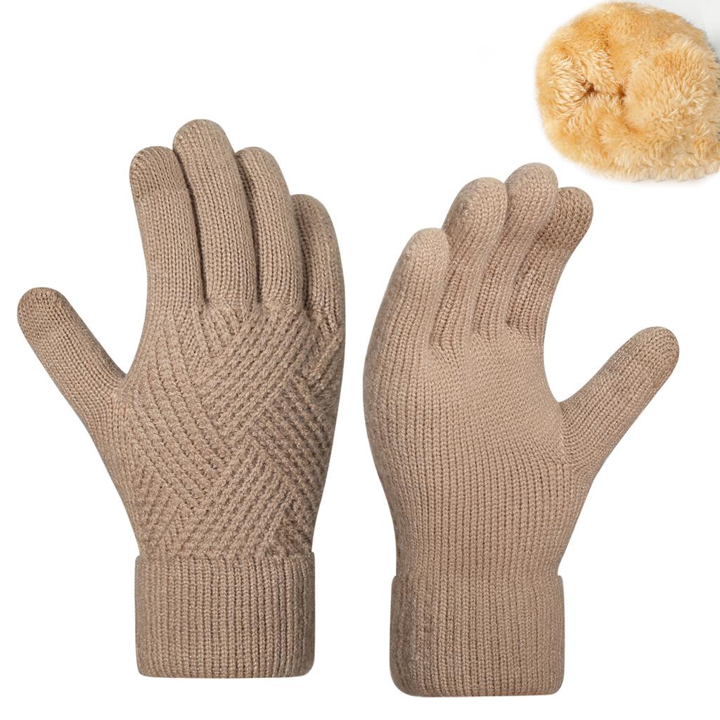 Ladies' Warm Knitted Gloves, Cycling Cold Resistant Double Layer Gloves