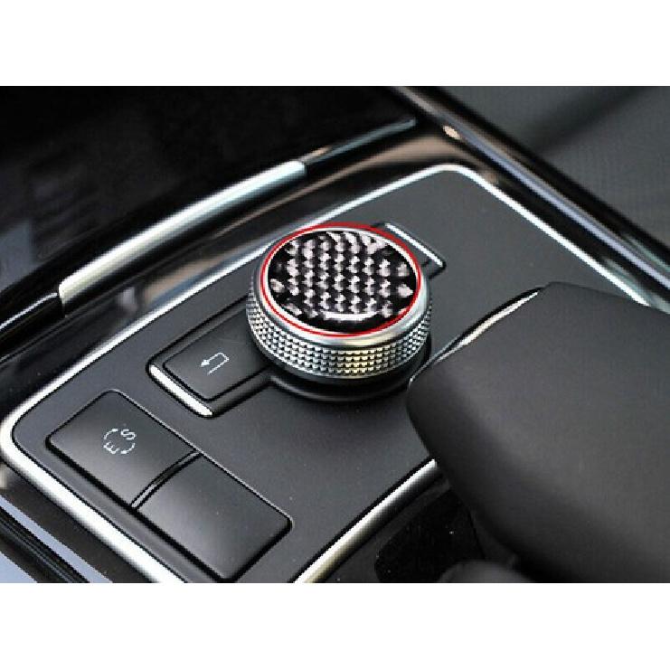 Car Middle Console Multimedia Button Sticker Real Carbon Fiber For Benz E-Class