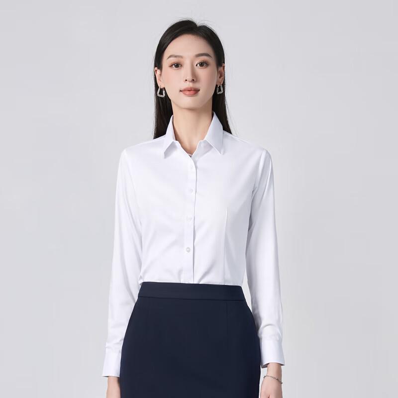 Teluoman Women's Long-Sleeve Non-Iron Business Shirt