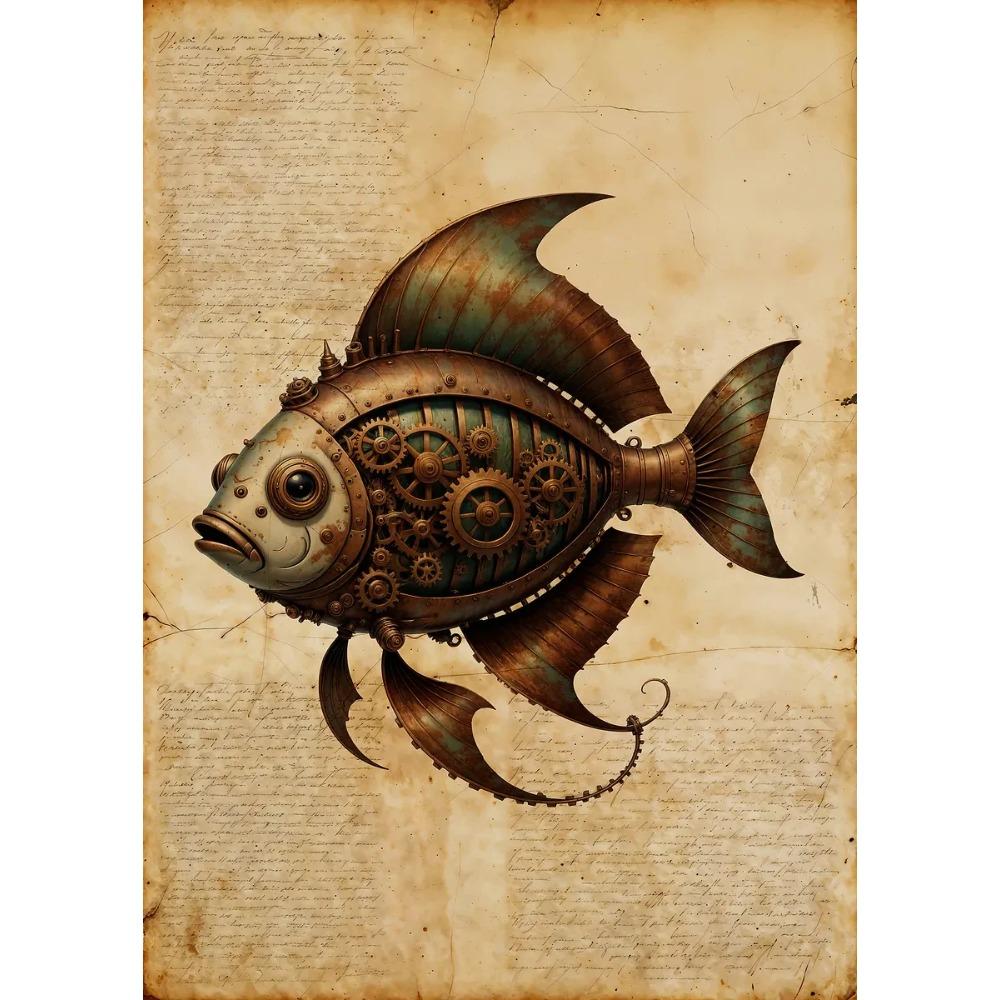 Classic Vintage Steampunk Gramophone Airship Posters Robot Machine Gears Prints Canvas Painting Wall Art Picture Home Room Decor