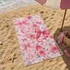 Coquette Pink Bow Rose Beach Towel Watercolor Floral Girly Quick Dry Pool Bath Travel Towel