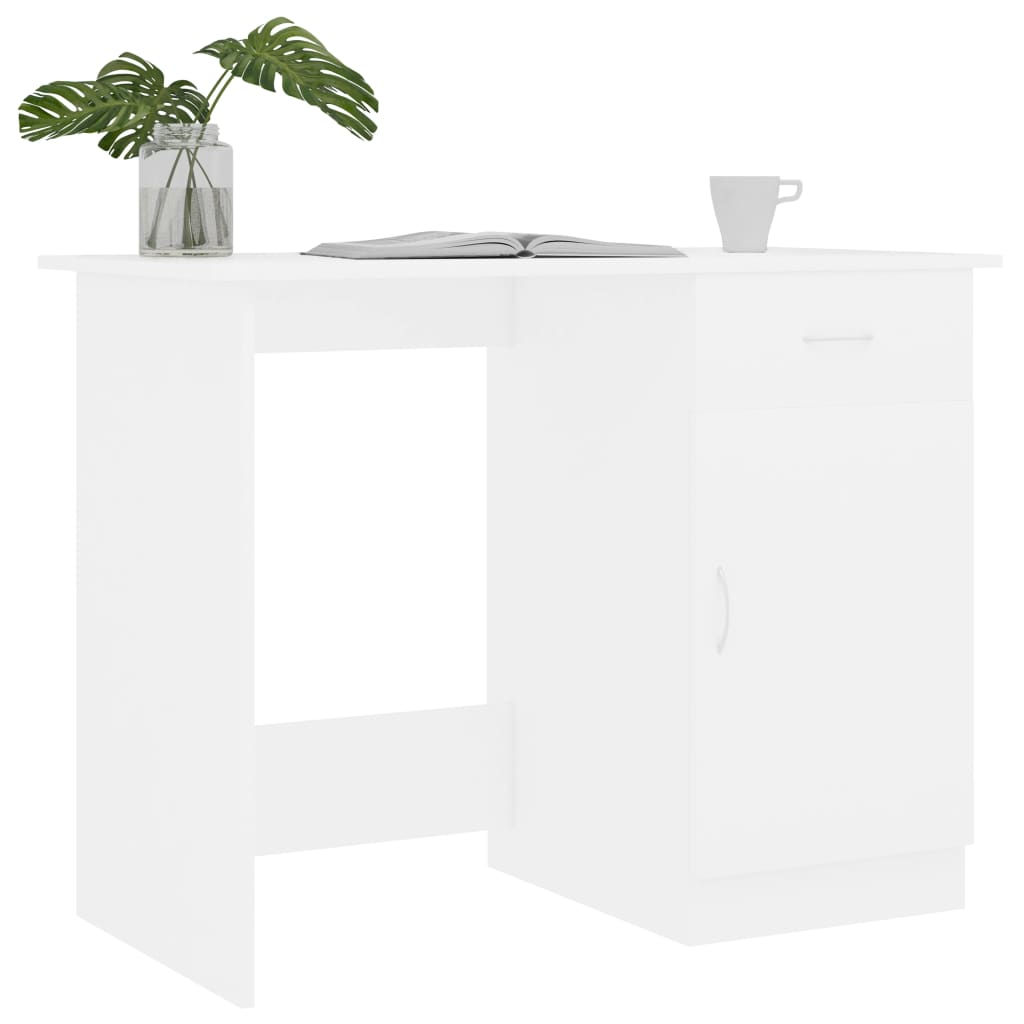 White Desk 100*50*76 Cm Engineered Wood